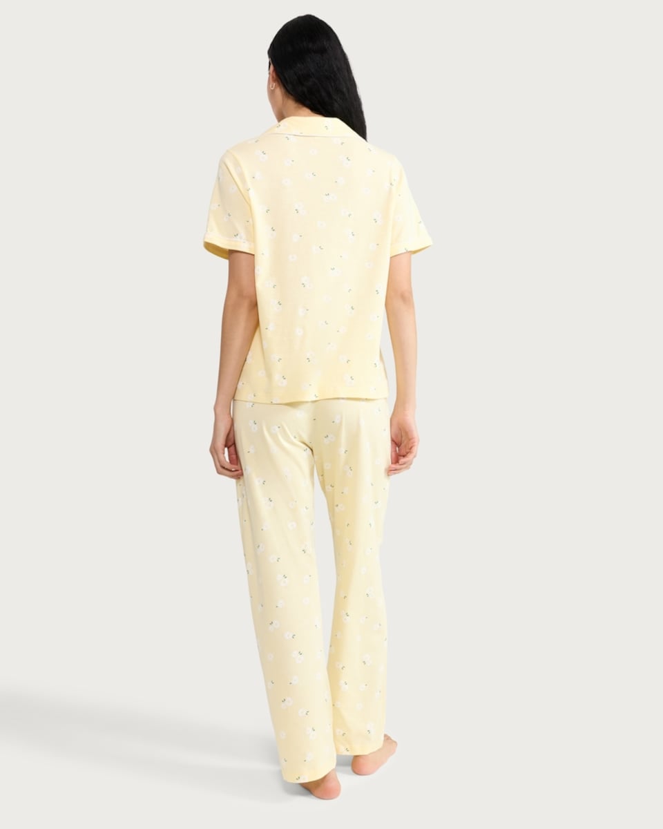 image 1 of F&F Pure Cotton Floral Print Pyjama Set in Multi Yellow
