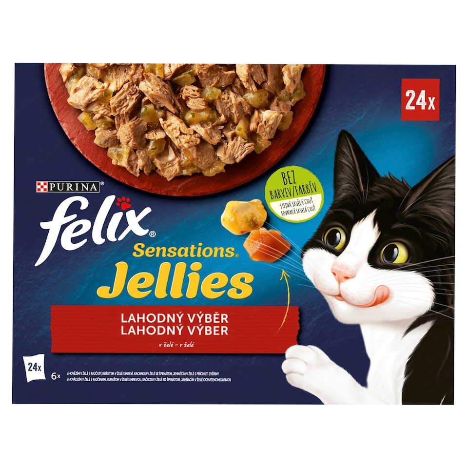 obrázok 1 z Felix Sensations Jellies kapsičky pre mačky hovädzie, kura, kačica, jahňacie v želé 24 x 85 g