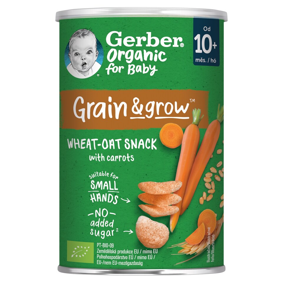 Gerber Organic bio sárgarépás búza- és zabsnack, 10 hónapos kortól 35 g