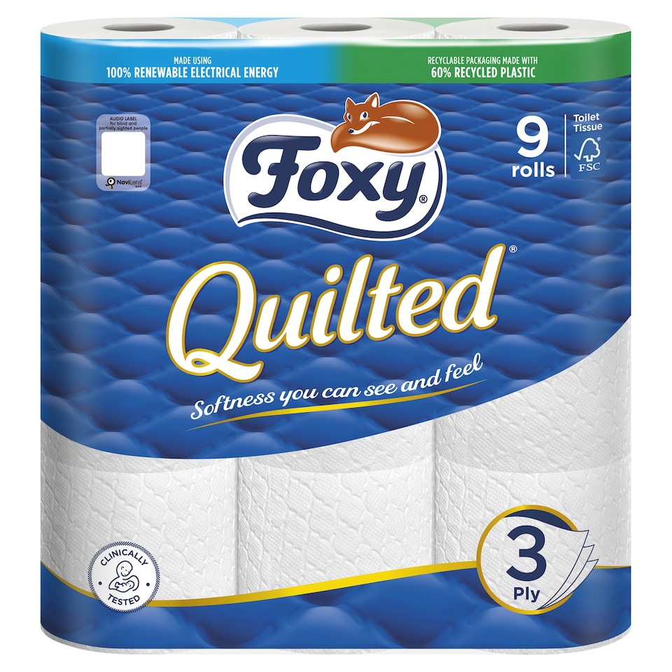Foxy Quilted 3 ply Toilet tissue 9 rolls  