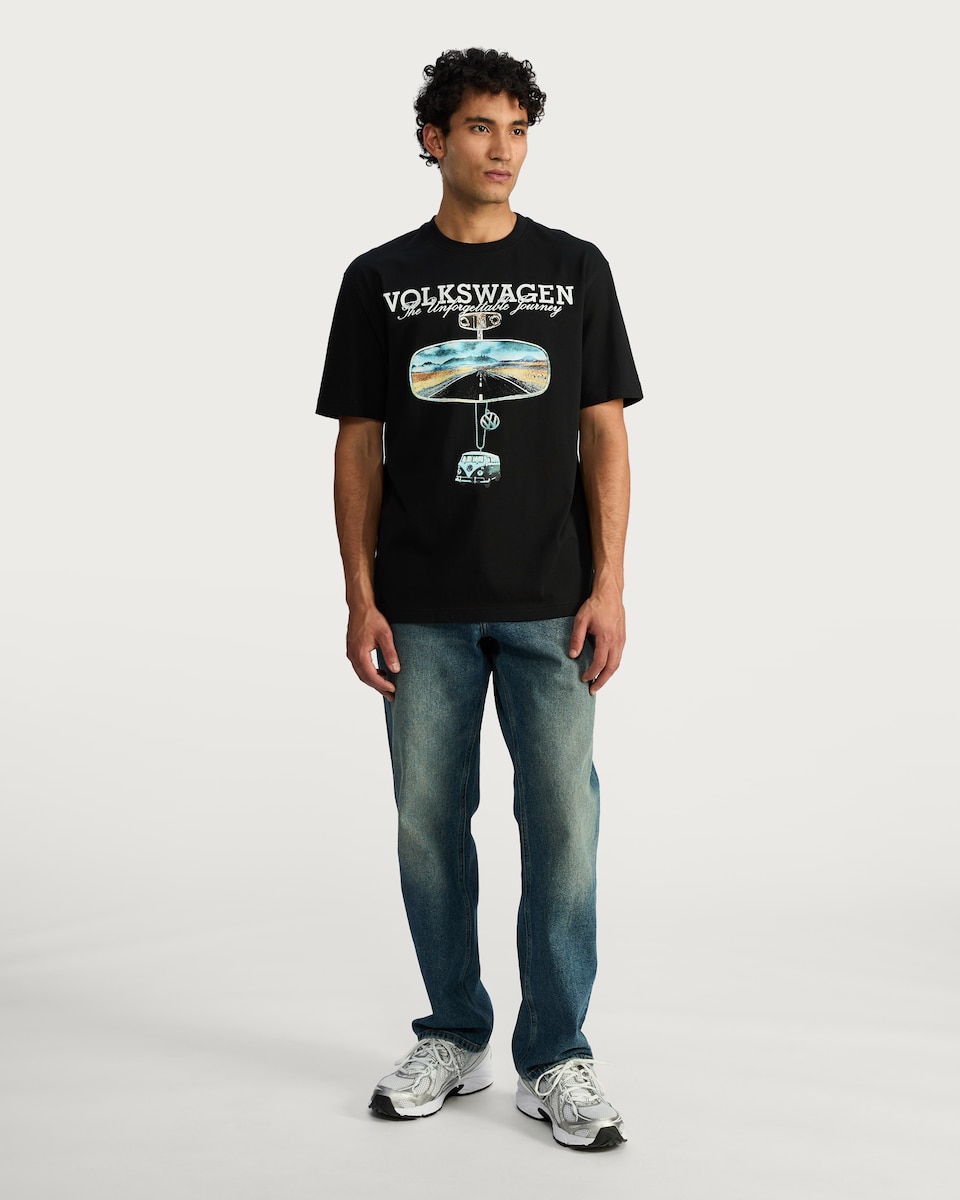 image 1 of VW Volkswagen Pure Cotton The Unforgettable Journey T-Shirt in Black