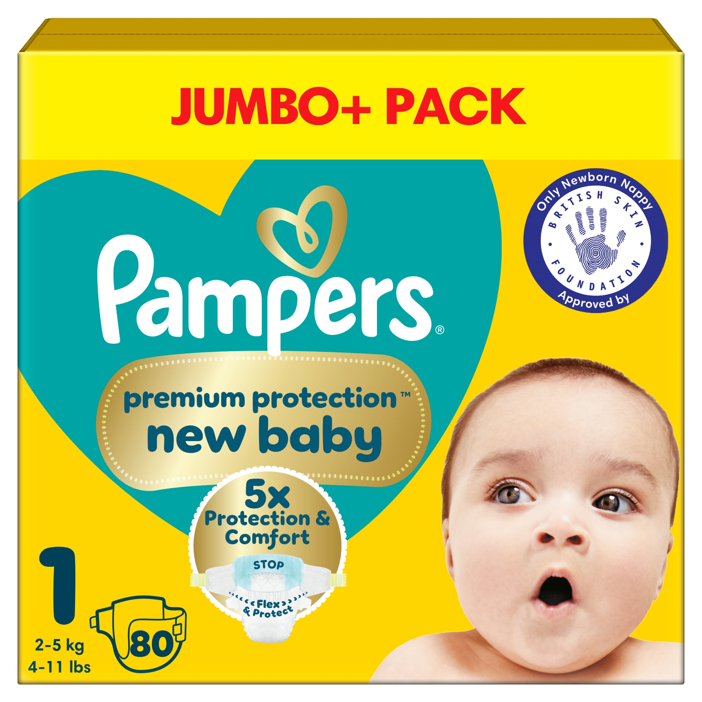 Pampers New Baby Size 1 80 Nappies Jumbo+ Pack