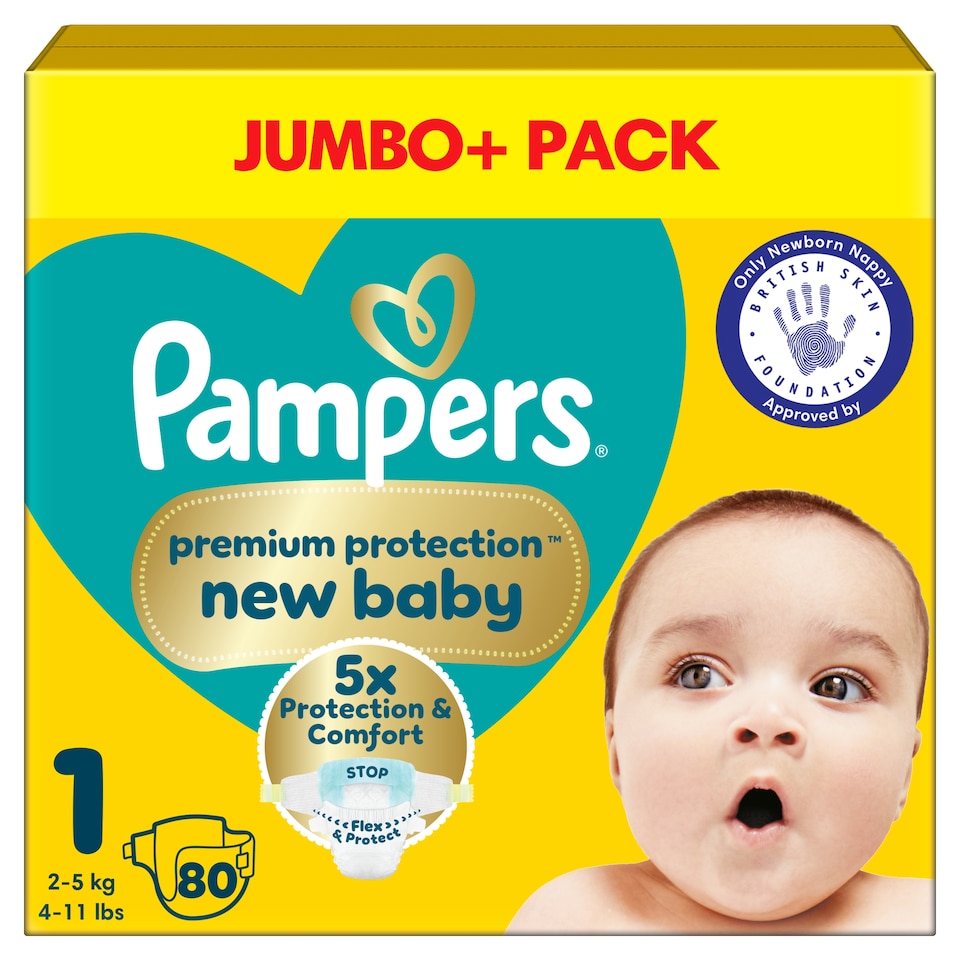 image 1 of Pampers New Baby Size 1 80 Nappies Jumbo+ Pack