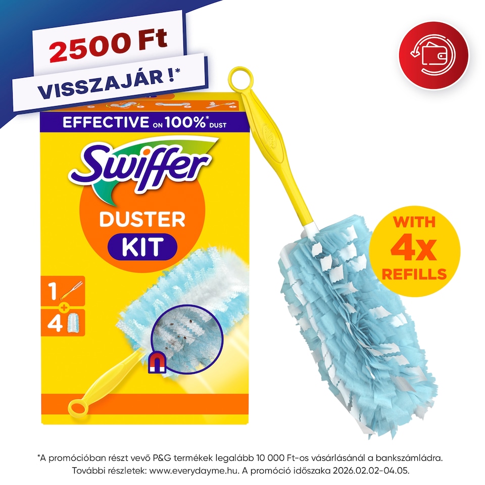 Swiffer Trap & Lock Portalanító Készlet (1 db Nyél + 4 db Utántöltő)
