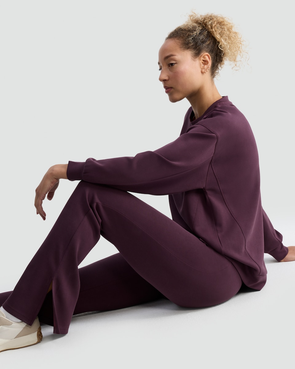 image 1 of Rise by Zara McDermott Flared Pull On Pyjama Trousers in Purple