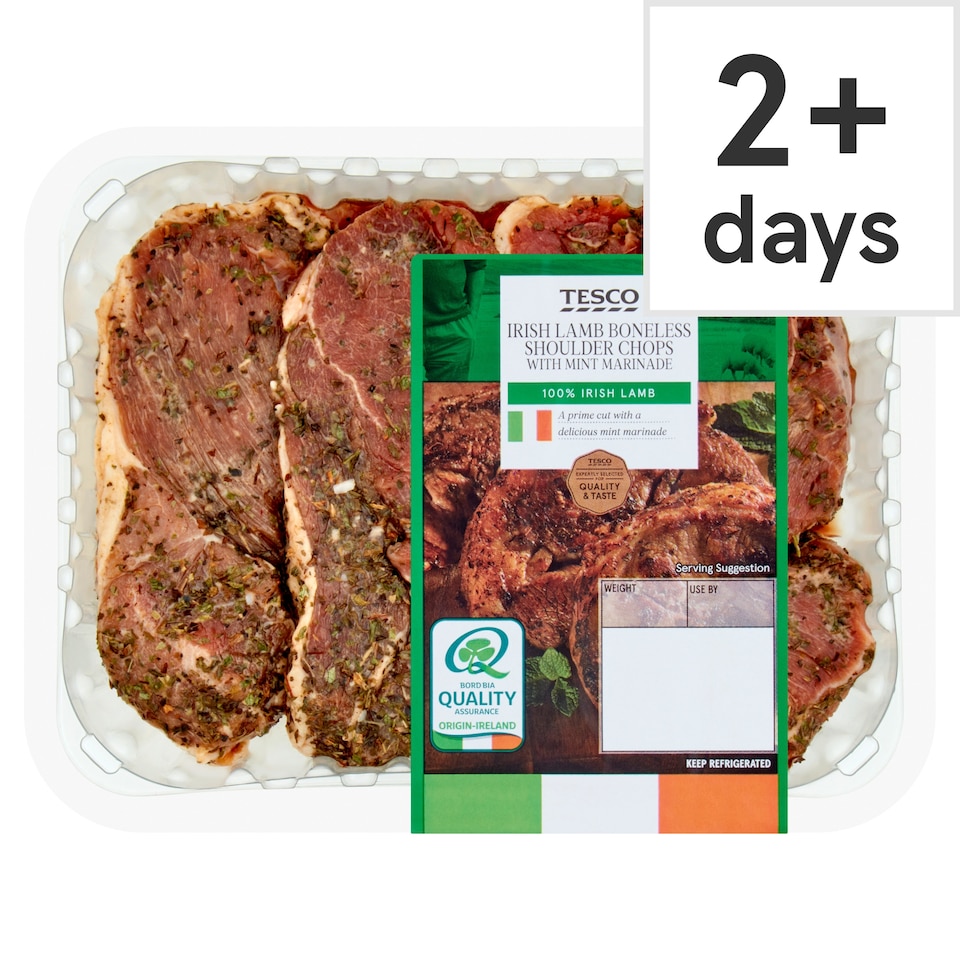 Tesco Irish Lamb Boneless Shoulder Chops Mint Marinade 400G