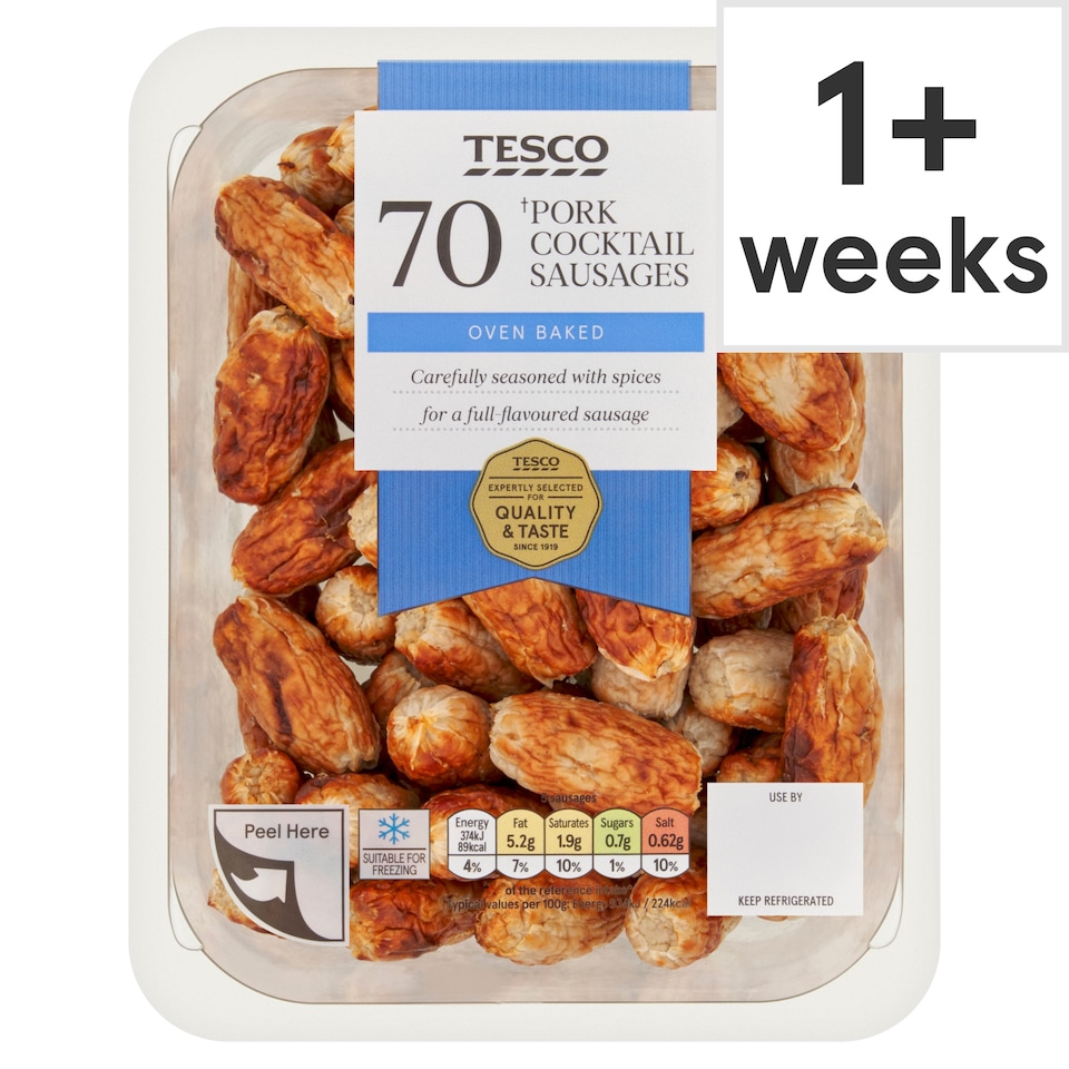TESCO Pork Cocktail Sausages 70 Pack 560g