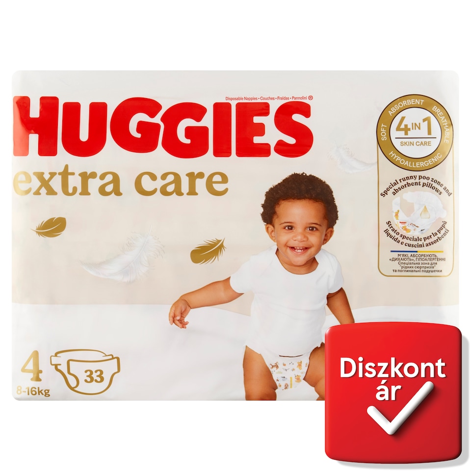 image 1 of Huggies Extra Care 4, 8-16 kg, Disposable Nappies 33 pcs