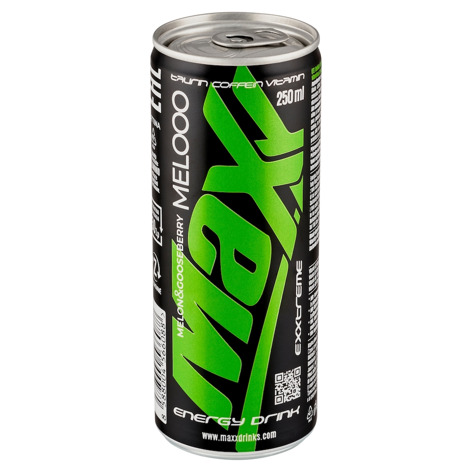 Maxx Exxtreme Melooo sýtený energetický nápoj s príchuťou melónu a egreša 250 ml