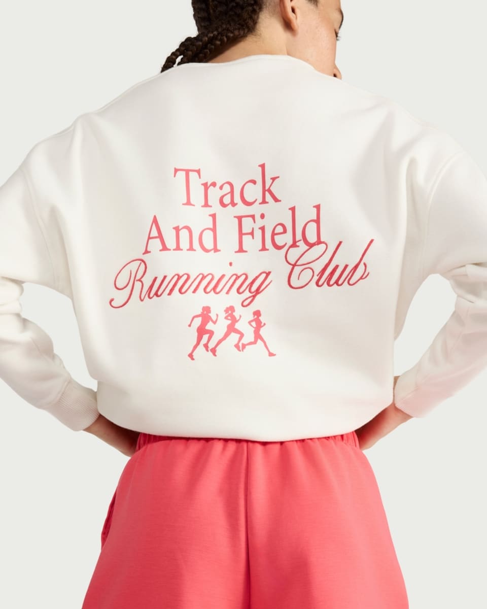 image 1 of F&F Active AFTERCLASS Cotton Rich Track and Field Sweatshirt in Cream