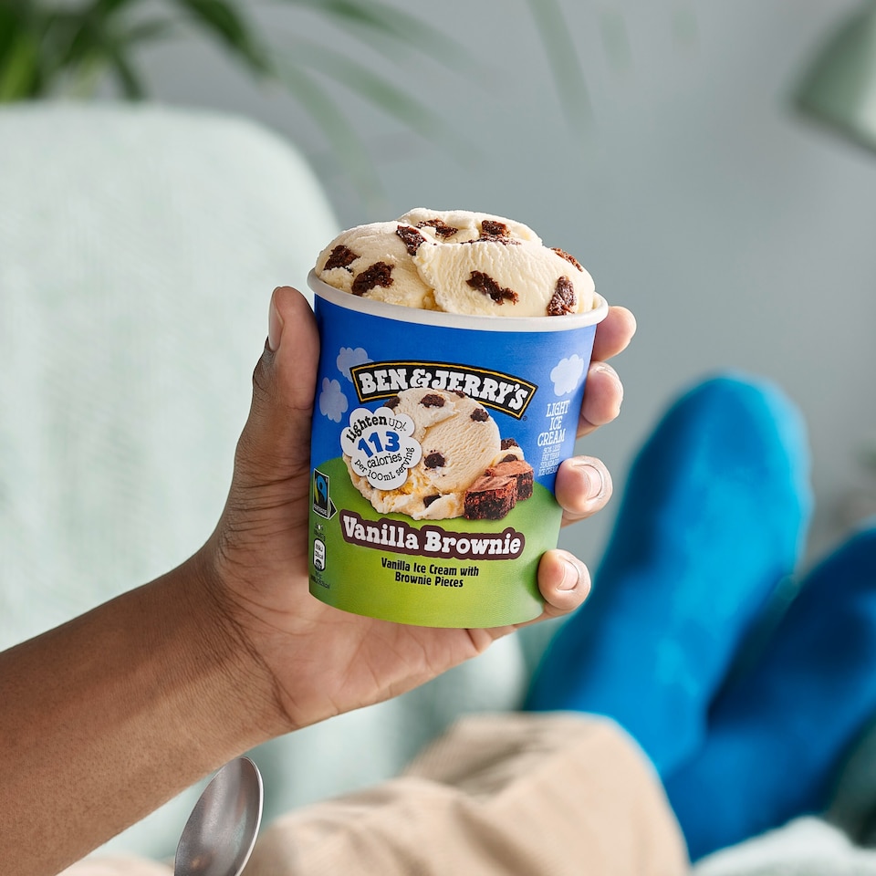 image 1 of Ben & Jerry's Lighten Up Vanilla Fudge Brownie Ice Cream Tub 465ml