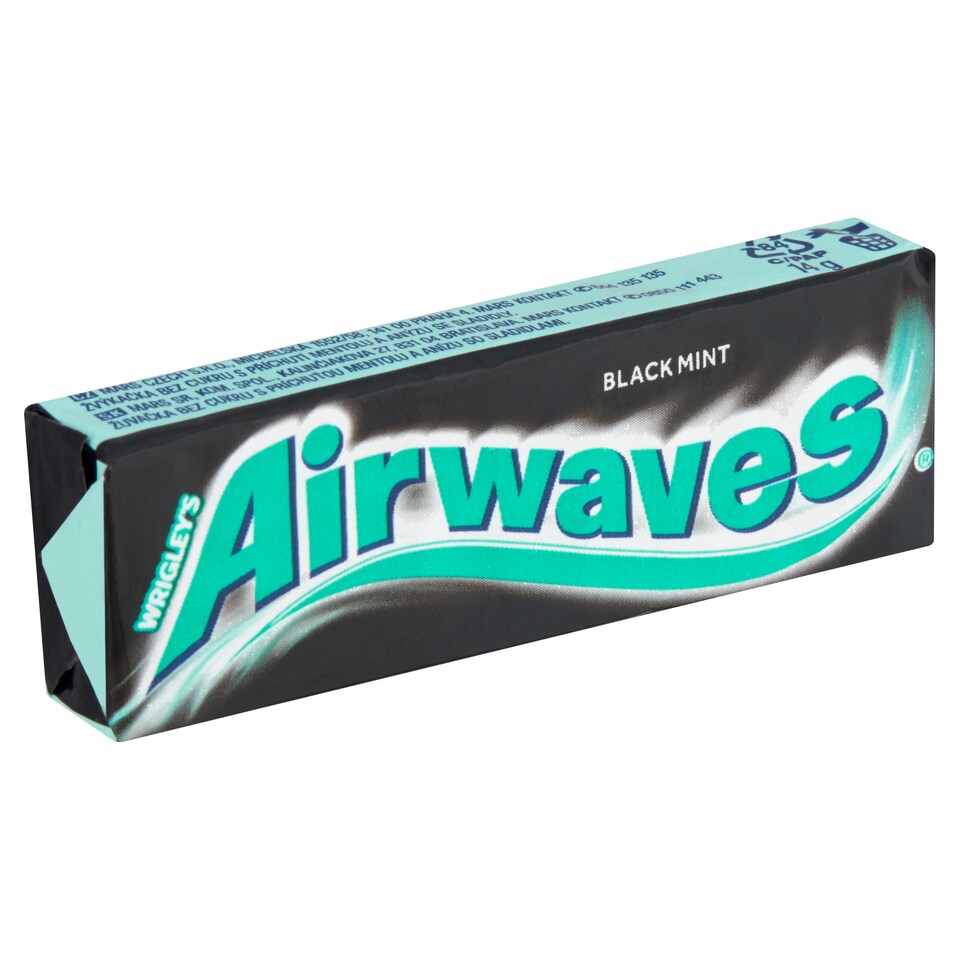 obrázok 1 z Wrigley's Airwaves Black Mint žuvačka bez cukru s príchuťou mentolu a anízu 10 ks 14 g