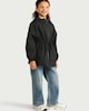 image 1 of F&F Girls Cinched Waist Hooded Raincoat in Black