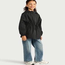 F&F Girls Cinched Waist Hooded Raincoat in Black