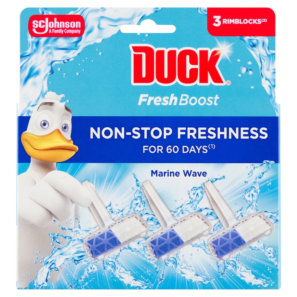 image 1 of Duck Fresh Boost Marine Wave Hanging Toilet Cleaner 3 x 16 g (48 g)