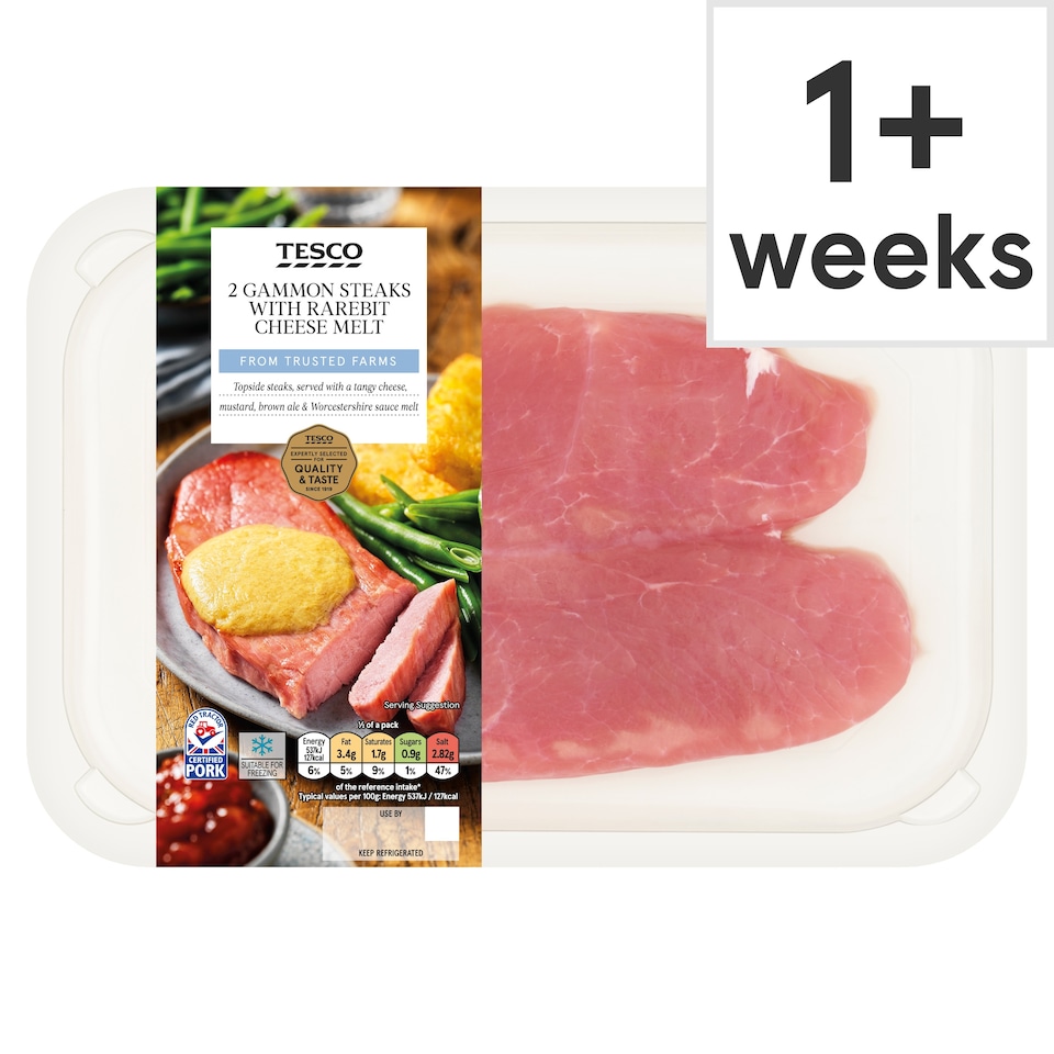 Tesco 2 Gammon Steaks with Rarebit Cheese Melt 300g
