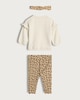 image 2 of F&F Baby 3-Piece Cotton Rich Leopard Print Sweatshirt, Legging and Headband Set in Sand