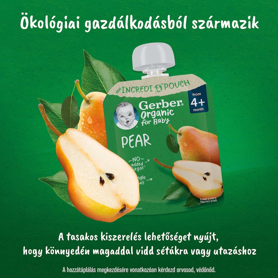Gerber bio körte gyümölcspüré, 4 hónapos kortól 80 g 1. kép