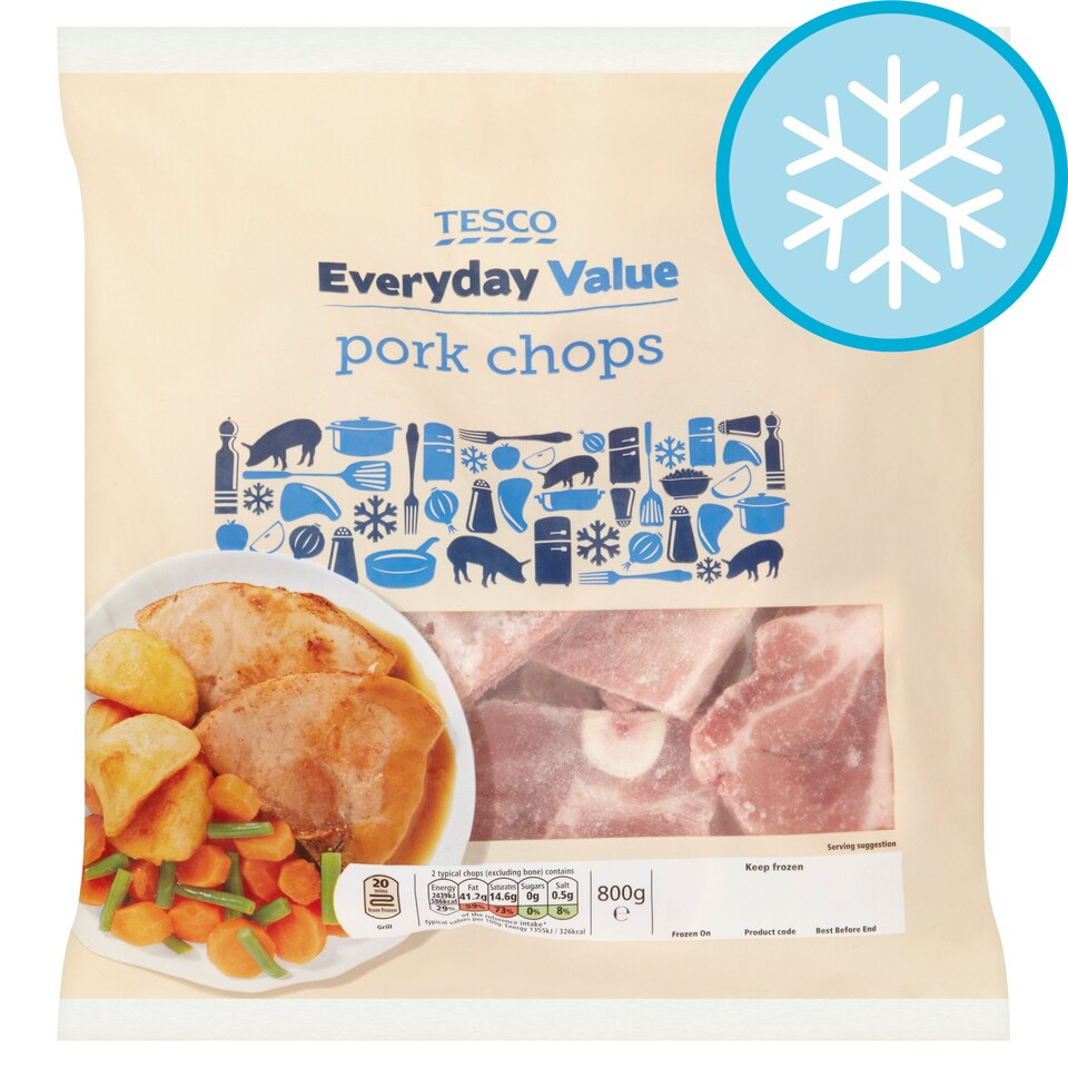Tesco Everyday Value Pork Chops 800G
