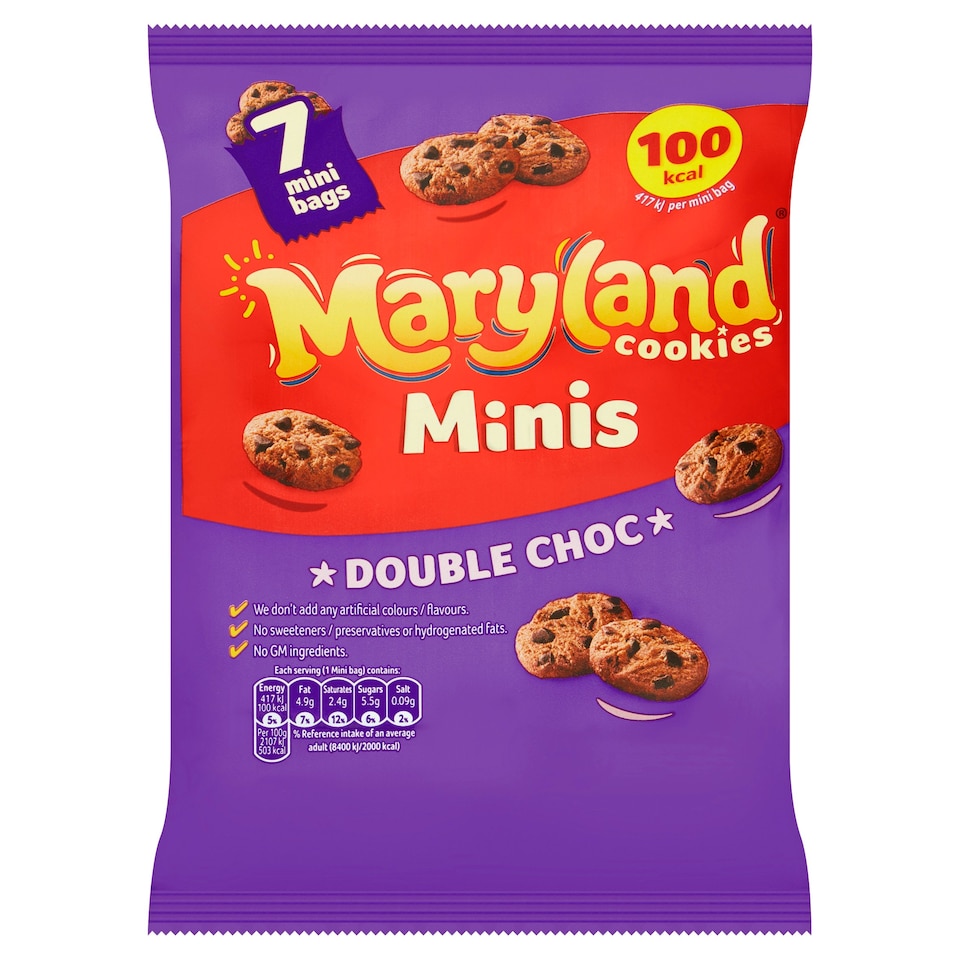 Maryland Mini Cookies Double Chocolate 7X19.8G Tesco Groceries