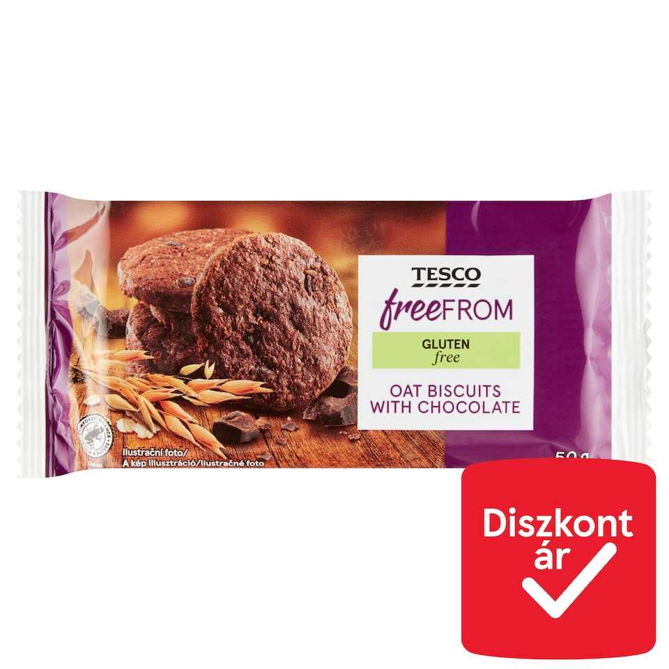 Tesco Free From gluténmentes étcsokoládés zabkeksz 50 g