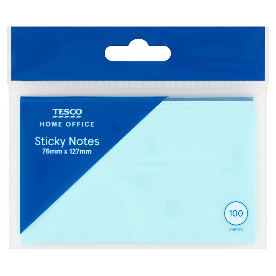 Tesco Home Office Sticky Notes 76 mm x 127 mm 100 Sheets