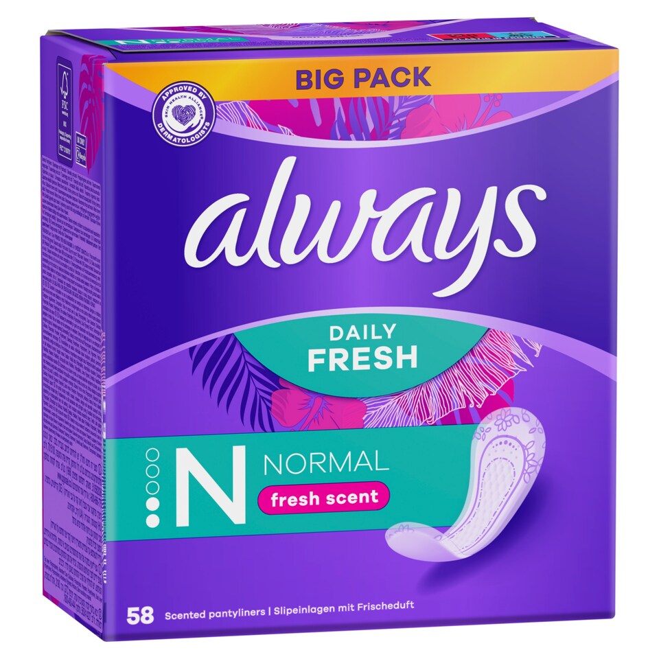 image 1 of Always Daily Fresh Normal, With Fresh Scent 58 Count