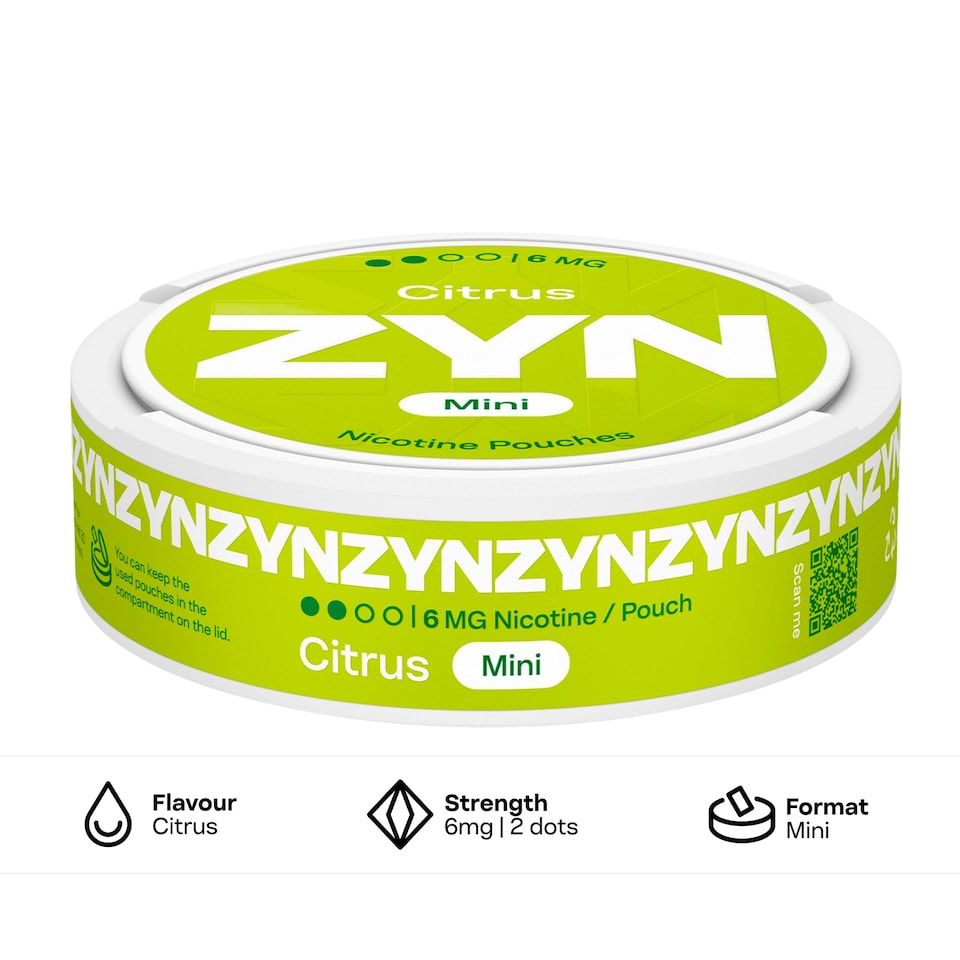 image 1 of ZYN Citrus Mini Strong Nicotine 6mg x 20 Pouches 8g