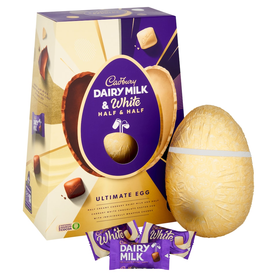 image 1 of Cadbury Dairy Milk and White Chocolate Easter Egg 372g