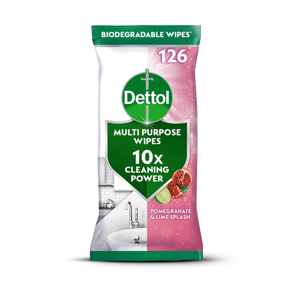 Dettol Multi-purpose Cleaning Wipes Pomegranate & Lime 126 Pack