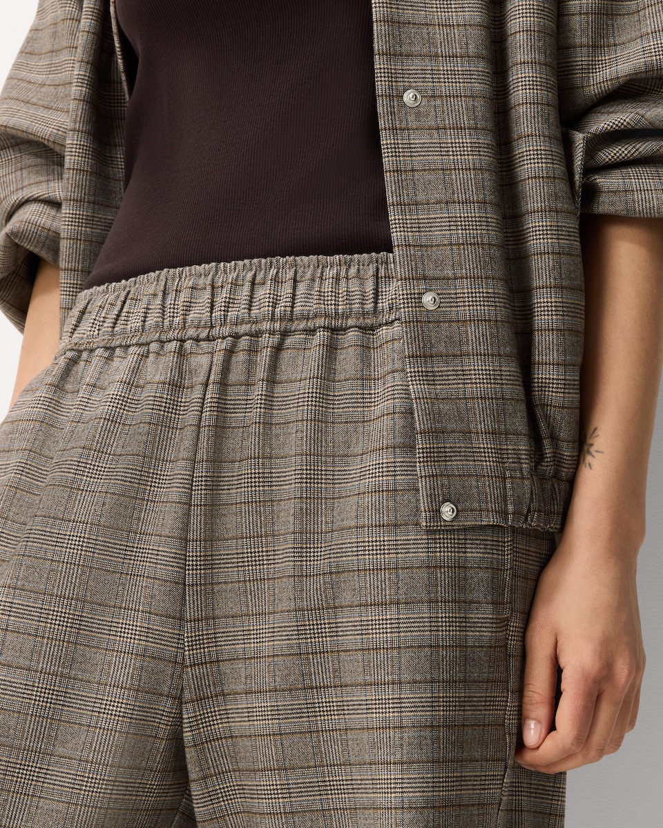image 1 of F&F Checked Wide Leg Trousers in Multi Brown