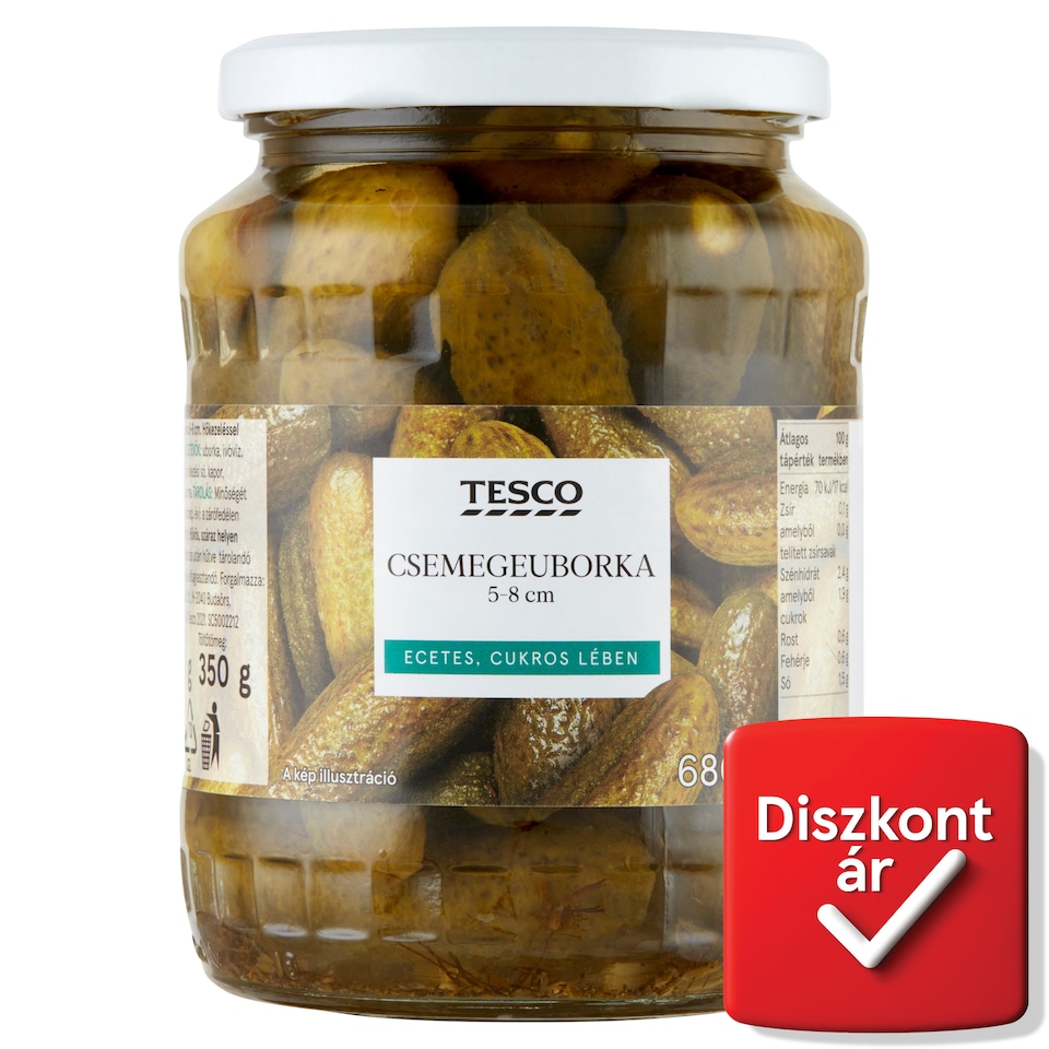 Tesco Pickled Gherkins in Sweet Brine 5-8 cm 680 g
