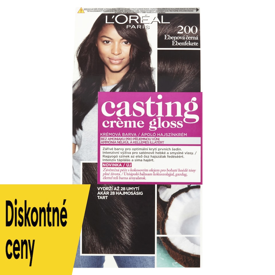 L'Oréal Paris Casting Creme Gloss, semipermanentná farba 200 EBENOVÁ ČIERNA, 48 +72 +60 ml