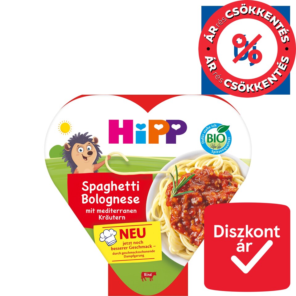 Hipp bio bolognai spagetti mediterrán fűszerekkel 1 éves kortól 250 g