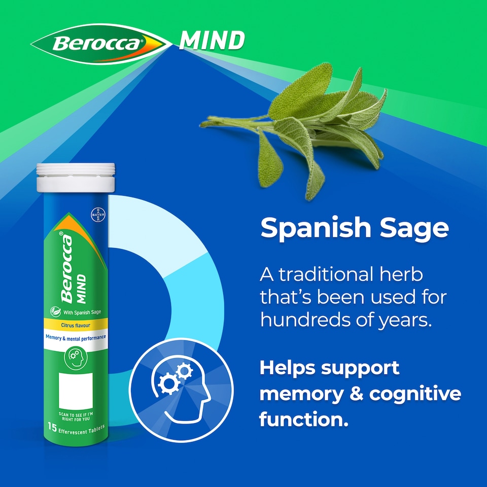 image 1 of Berocca Mind Citrus Effervescent Tablets 15s