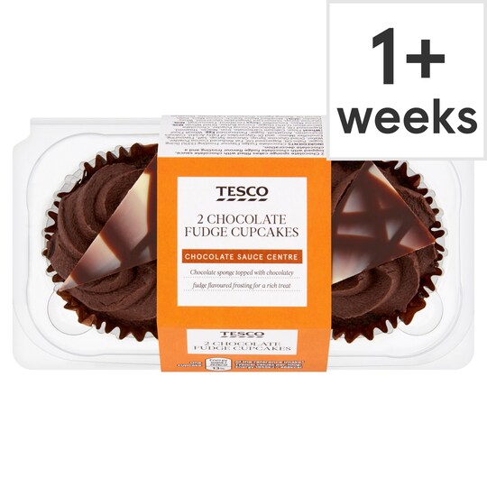 Tesco Chocolate Fudge 2 Pack Cupcakes Tesco Groceries