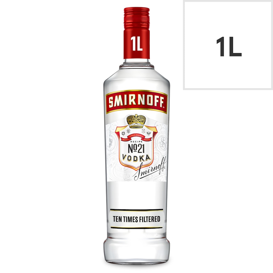 image 1 of Smirnoff No.21 Red Label Vodka Bottle 37.5% Vol 1L