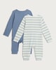 image 2 of F&F Baby 2-Pack Cotton Rich Ribbed Animal and Stripe Print Sleepsuits in Blue