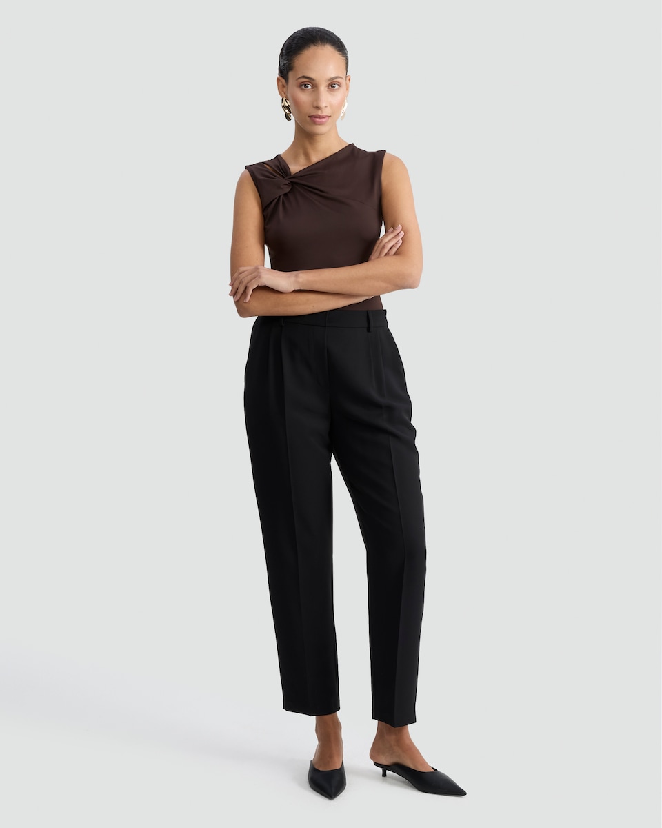 image 1 of F&F Polyamide Twist Detail Sleeveless Bodysuit in Brown