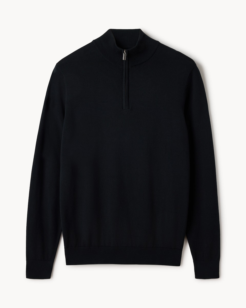 image 1 of F&F Pure Cotton Half Zip Jumper in Black