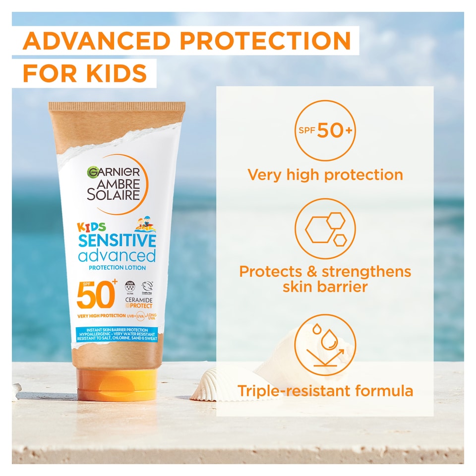 image 1 of Garnier Ambre Solaire Kids Sensitive Advanced Lotion Spf50+ 175Ml