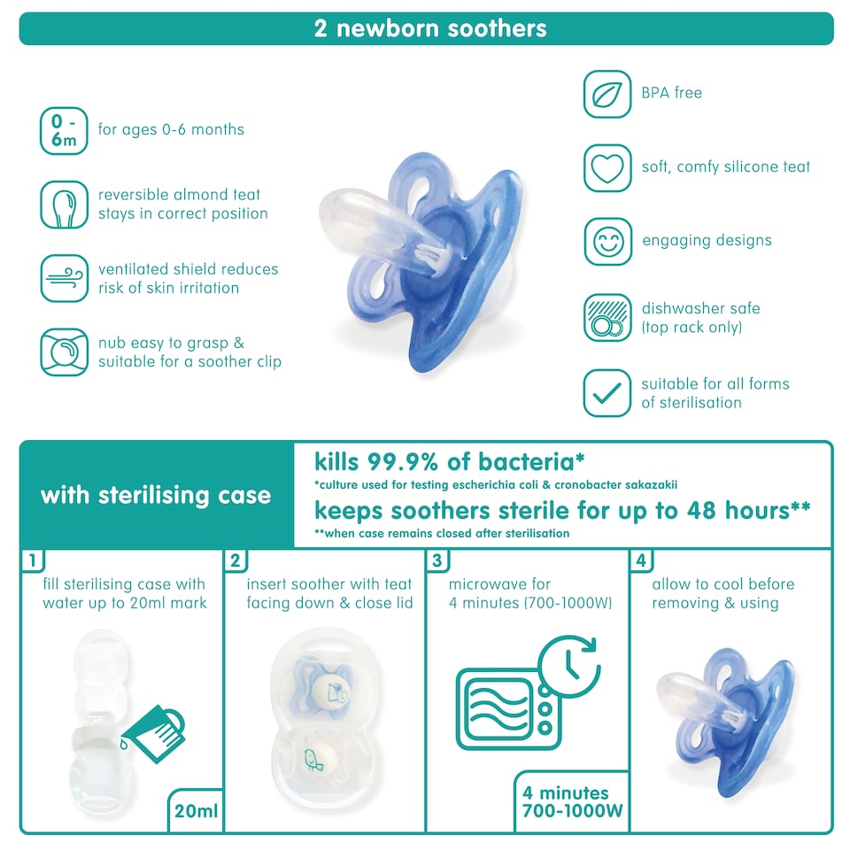 image 1 of Fred & Flo Newborn Soothers 2 Pack