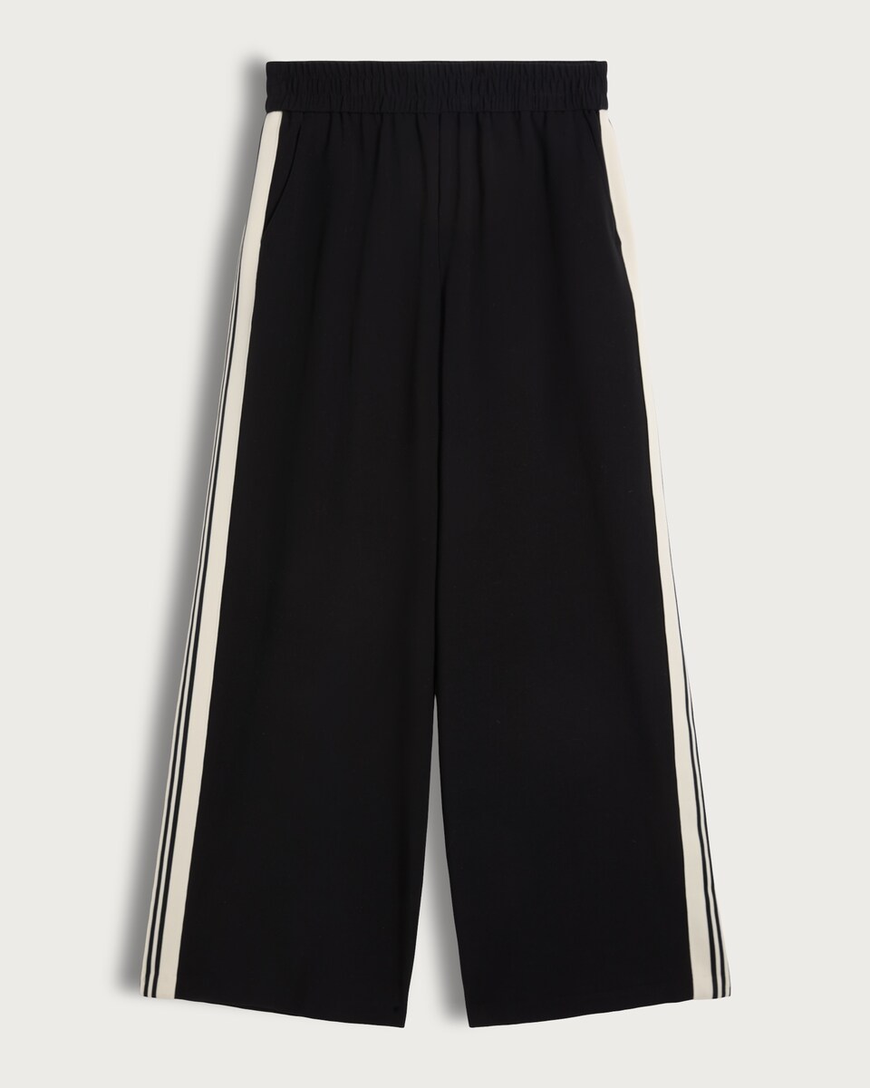 image 1 of The F&F Edit Side Stripe Wide Leg Trousers in Black