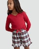 image 1 of F&F Girls Lace Trim Top and Check Print Shorts Pyjamas in Red Multi