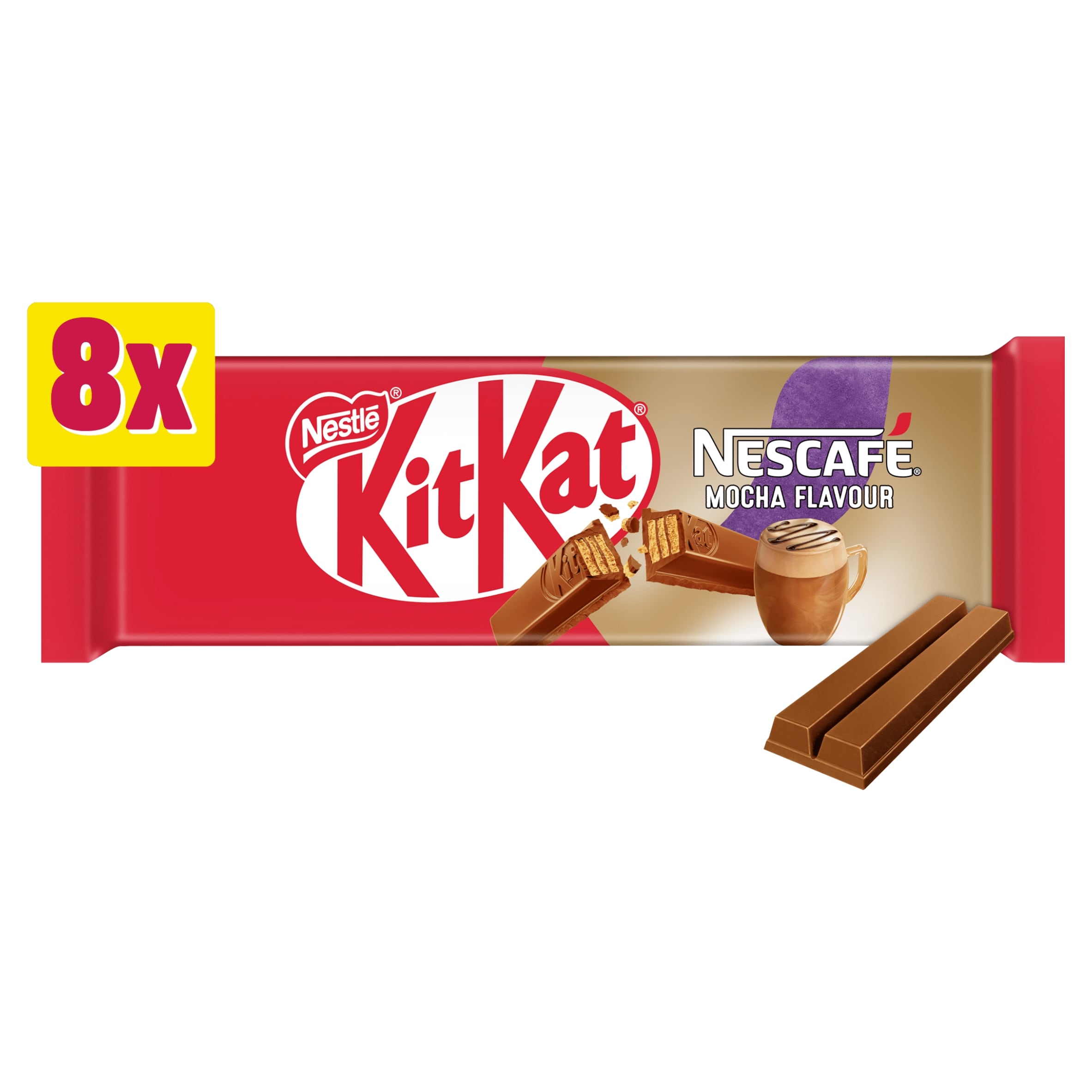 KitKat 2 Finger Mocha Flavour Chocolate Biscuit Bars 8 Pack Multipack 165.6g