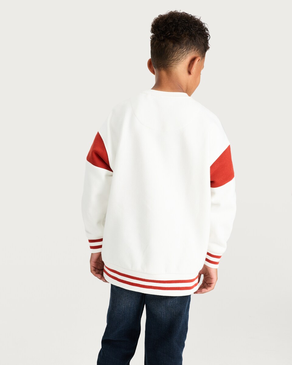 image 1 of F&F Boys Cotton Rich Oversized Los Angeles Sweatshirt in Ecru