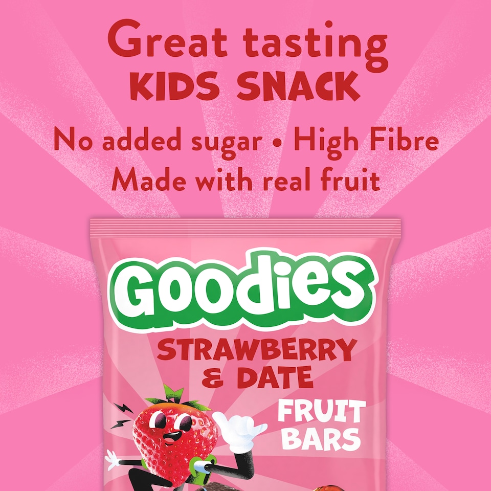 image 1 of Goodies Strawberry & Date Fruit Bars 5x20g
