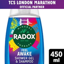 Radox Sea Minerals Feel Awake 2-in-1 Shower Gel Body Wash Shampoo 450ml