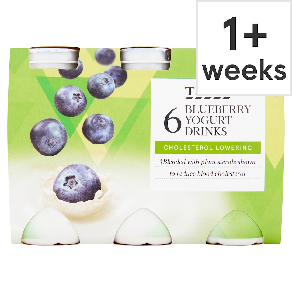 Tesco Cholesterol Reducing Blueberry Yogurt Drink 6 X100g