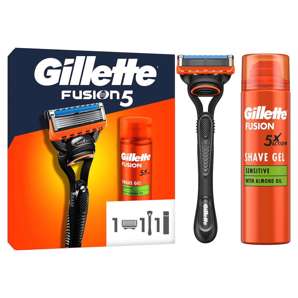 obrázok 1 z Gillette Fusion5 Holiaci Strojček pre Mužov, 1 Náhradné Holiace Hlavice + Gél Na Holenie